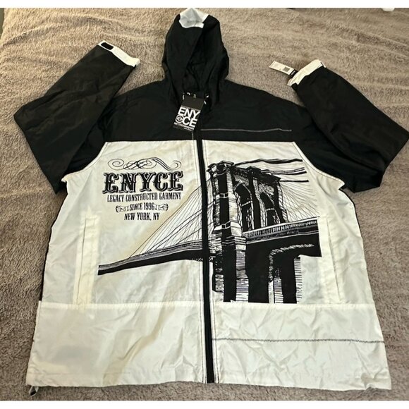 Enyce Jacket Men’s Windbreaker Y2K Zip Up White Black Skater Bridge 4X New - Picture 4 of 14
